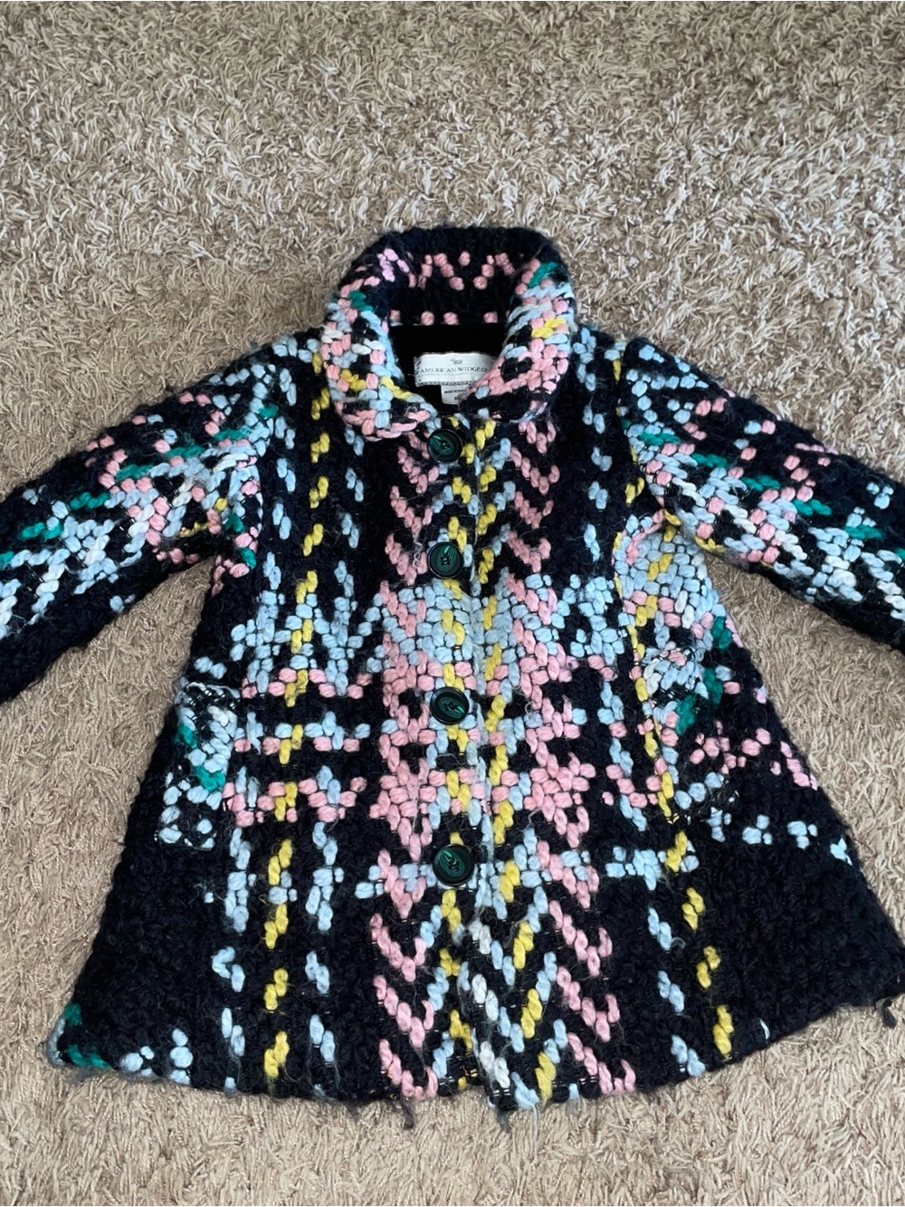 Children's American Widgeon Multicolor Textured Pea Coat snap button